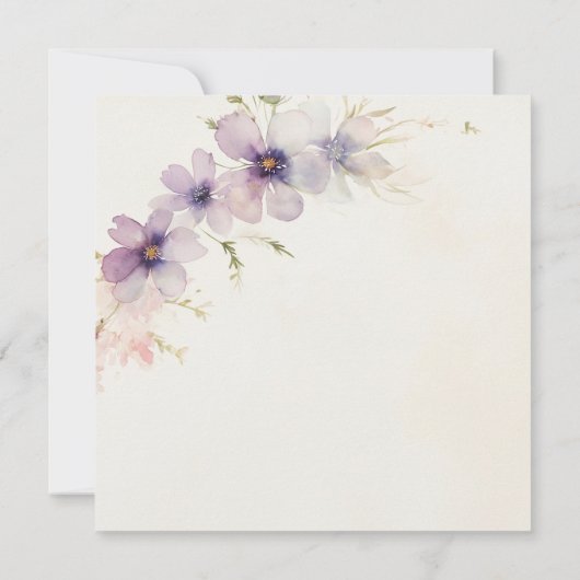 Pastel roze en blauwe bloemen bruiloft uitnodiging (Achterkant)