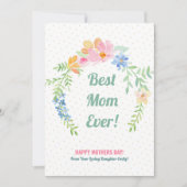 Pastel roze en blauwe bloemen krans feestdagenkaart (Voorkant)