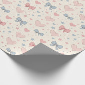 Pastel Roze en Blauwe Boog en Hart Patroon Cadeaupapier (Hoek)