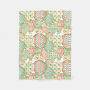 Pastel Roze en Blauwe Hete Luchtballonnen Patroon Fleece Deken