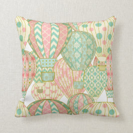 Pastel roze en blauwe heteluchtballonnen kussen