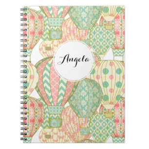 Pastel roze en blauwe heteluchtballonnen notitieboek