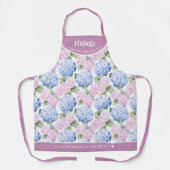 Pastel roze en blauwe hortensia patroon schort (Voorkant)