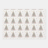 Pastel Roze en Blauwe Kerstbomen Versierd Inpakpapier Vel (Voorkant 3)