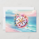 Pastel Roze en Blauwe Oceaan Uitzicht Bruiloft RSV Kaart (Achterkant)