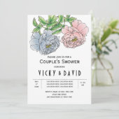 Pastel roze en blauwe pinda's bruiloft douches kaart (Staand voorkant)