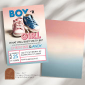 Pastel Roze en Blauwe Sneaker Gender Reveal Kaart