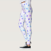 Pastel Roze en Blauwe Snowflakes Elegant White Leggings (Links)