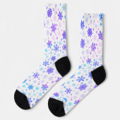 Pastel Roze en Blauwe Snowflakes Elegant White Sokken (Links)