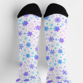 Pastel Roze en Blauwe Snowflakes Elegant White Sokken (Top)
