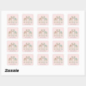 Pastel Roze en Blauwe Trouwpaarden Vierkante Sticker (Vel)