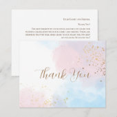 Pastel Roze en Blauwe Watercolor Trouw Bedankkaart (Voorkant / Achterkant)