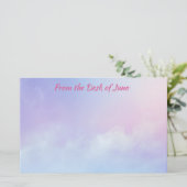 Pastel Roze en Blauwe Wolk Achtergrond Briefpapier (Staand voorkant)