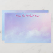 Pastel Roze en Blauwe Wolk Achtergrond Briefpapier (Voorkant / Achterkant)