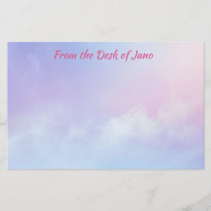 Pastel Roze en Blauwe Wolk Achtergrond Briefpapier