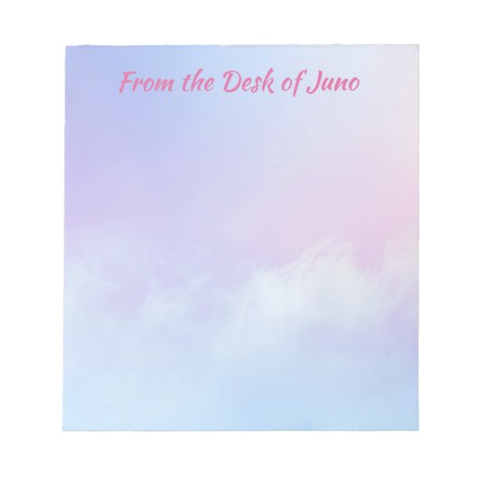 Pastel Roze en Blauwe Wolk Achtergrond Notitieblok (Voorkant)