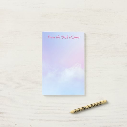 Pastel Roze en Blauwe Wolk Achtergrond Post-it® Notes (Op bureau)