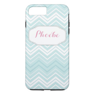 Pastel Roze en Blauwgroen Chevron Zigzag op persoo iPhone 8/7 Plus Hoesje