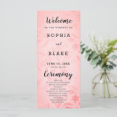 Pastel Roze en Bloemen Metallic Bruiloft Programma (Staand voorkant)