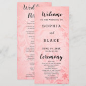 Pastel Roze en Bloemen Metallic Bruiloft Programma (Voorkant / Achterkant)