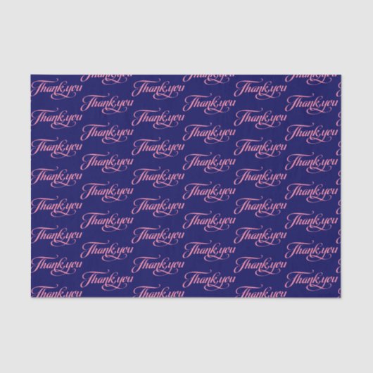Pastel roze en donkerblauw Dank u patroon Tissuepapier (Voorkant)
