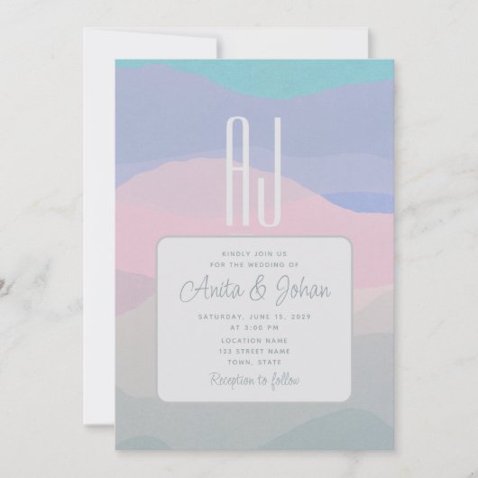 Pastel Roze en Dusty Blue Modern Wedding Kaart (Voorkant)