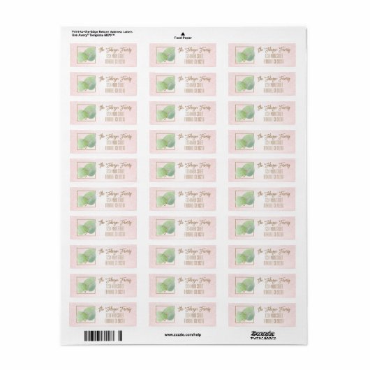 Pastel Roze en Eucalyptus Address Return Label (Full Sheet)