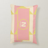 Pastel roze en gele vormen met monogramnaam accent kussen (Achterkant (Verticaal))