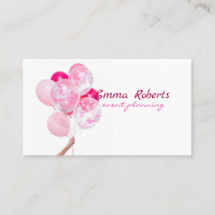 Pastel Roze en Gouden Evenementenplanner Ballon Ku Visitekaartje