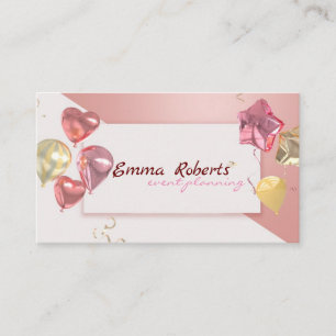 Pastel Roze en Gouden Evenementenplanner Ballon Ku Visitekaartje