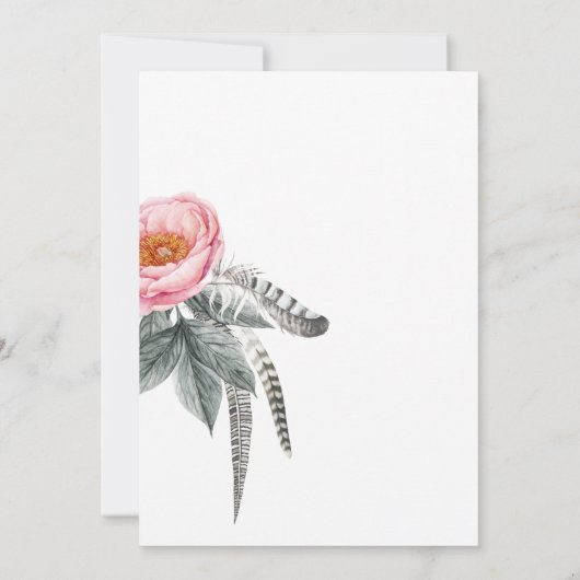 Pastel Roze en Gray Boho Floral Bevestiging Kaart (Achterkant)