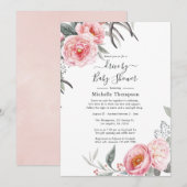 Pastel roze en grijs boho Floral drive by Shower Kaart (Voorkant / Achterkant)