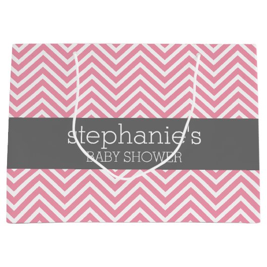 Pastel Roze en grijze Baby shower Collectie Large Cadeautasje (Voorkant)