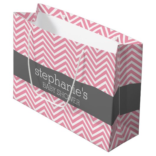 Pastel Roze en grijze Baby shower Collectie Large Cadeautasje (Voorkant Gekanteld)