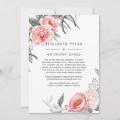 Pastel roze en grijze Boho Floral Reduced Guest Li Aankondiging (Voorkant)