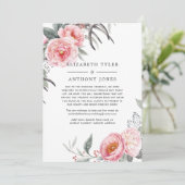 Pastel roze en grijze Boho Floral Reduced Guest Li Aankondiging (Staand voorkant)