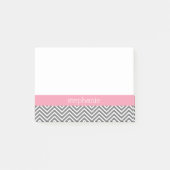 Pastel Roze en Grijze Chevrons Aangepaste naam Post-it® Notes (Voorkant)