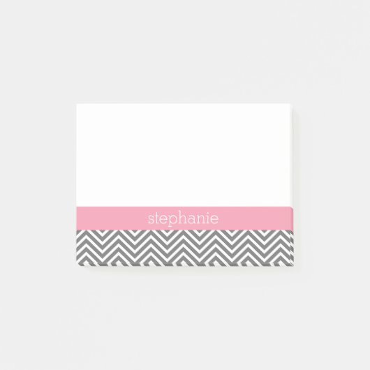 Pastel Roze en Grijze Chevrons Aangepaste naam Post-it® Notes (Voorkant)