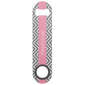 Pastel Roze en Grijze Chevrons Aangepaste naam Speed Flessenopener (Achterkant)