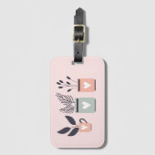 Pastel roze en grijze moderne planten bagagelabel (Voorkant (verticaal))