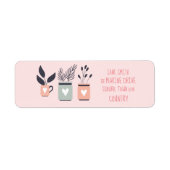 Pastel roze en grijze moderne planten etiket (Voorkant)