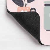 Pastel roze en grijze moderne planten muismat (Hoek)