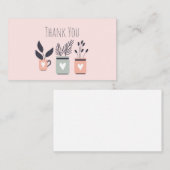 Pastel roze en grijze moderne planten notitiekaartje (Voorkant / Achterkant)