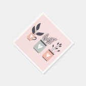 Pastel roze en grijze moderne planten servet (Hoek)