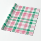  pastel roze en groen geruite cadeaupapier (Uitgerold)