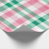  pastel roze en groen geruite cadeaupapier (Hoek)
