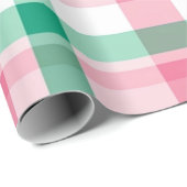  pastel roze en groen geruite cadeaupapier (Rol Hoek)