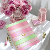 Pastel Roze en Groen Gestreepte Planner