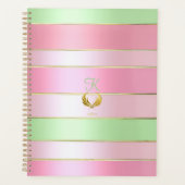 Pastel Roze en Groen Gestreepte Planner (Voorkant)