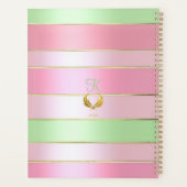 Pastel Roze en Groen Gestreepte Planner (Achterkant)